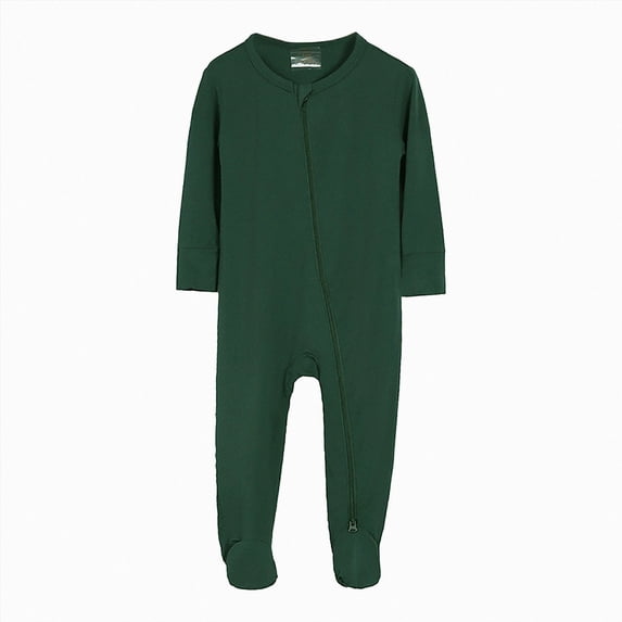 18-24 Months Newborn Bodysuit Romper Footed Long Sleeve Baby Pajamas Infant Sleepers Pjs Pajamas Romper Long Sleeve Newborn Fall Winter Clothes,Dark Green Jumpsuit