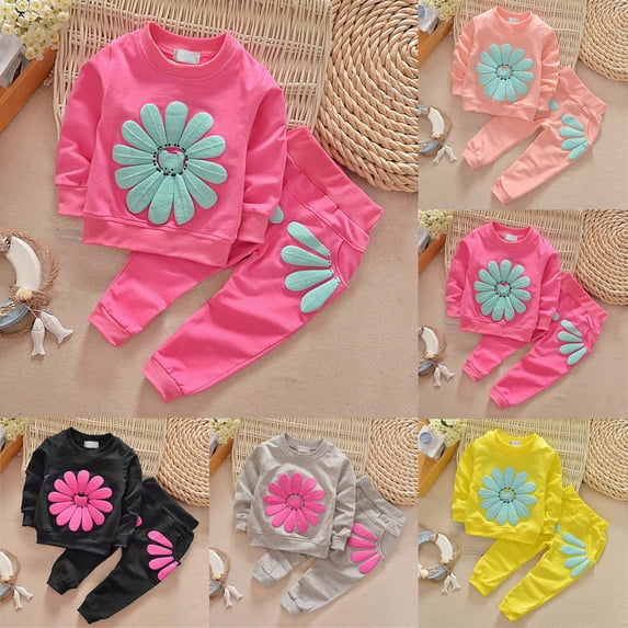 18-24 Months Toddler Baby Girl Outfits Ruffle Long Sleeve Tops + Flare Pants Set 2Pcs Fall Winter Clothes 6-12 Months 12-24 Months 2T 3T 4T 5T 6T 7T 8T 9T Children