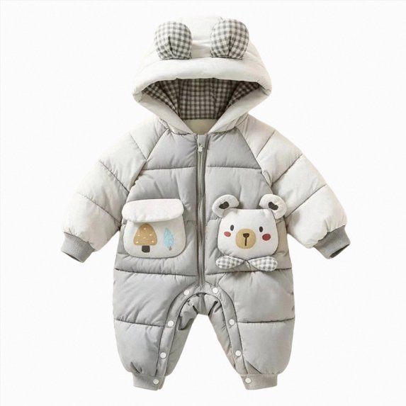 18-24 Months Toddler Baby Snowsuits Hooded Romper Jumpsuit Cute Design Outwear Jackets Outfits for Girls Boys Toddler Kids Winter Clothes
