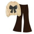 thumbnail image 1 of 18-24 Months Toddler Fall Outfits For Girls Kids Clothes Girls 2 Piece Outfits Long Sleeve Bow Sweatshirt & Flared Pants Fall Clothing Set, 1 of 7