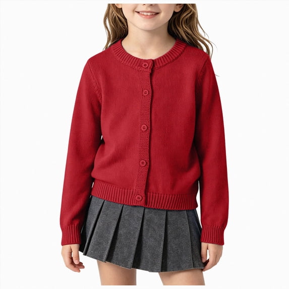 18-24 Months Toddler Girls Ribbed Knit Cardigan Long Sleeve Button Down Sweater Coat