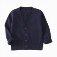 thumbnail image 1 of 18-24 Months Toddler Girls V-Neck Solid Color Cardigan Long Sleeve Button Front Knit Sweater, 1 of 6