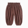 thumbnail image 1 of 18-24 Months Toddler Solid Color Lightweight Jogger Pants, Ruffled Elastic Waist Loose Lantern Casual Trousers for Girls 18-24 Months 2T 3T 4T 5T 6T 7T 8T All Seasons Loungewear,Coffee, 1 of 9
