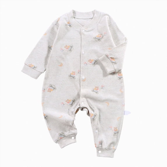 18-24 Newborn Baby And Winter Clothing Baby Crawling Long Sleeve Romper Newborn Baby Pajamas Cotton Infant Sleepers Light Yellow