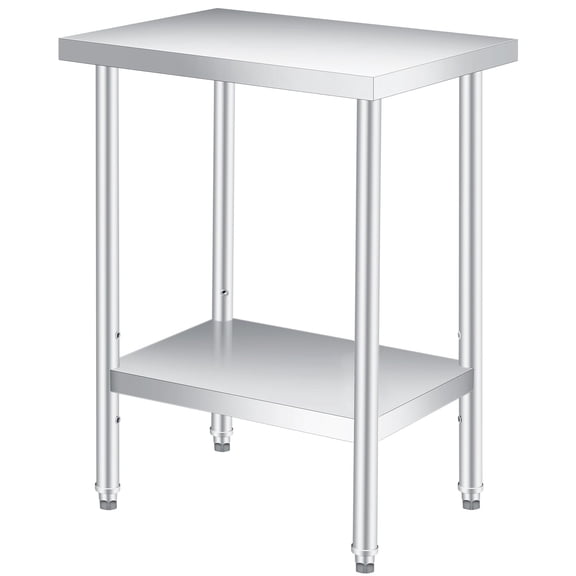 18*24 Stainless Steel Prep Table,Commercial Heavy Duty Worktable with Adjustable Undershelf,Workbench for Restaurant,Hotel Small Kitchen,Food Truck, Home Bars