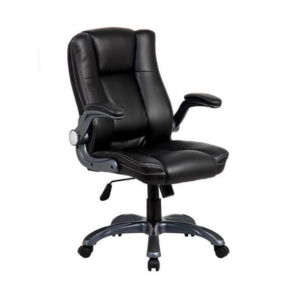 18.25-22 in. Medium Back Executive Office Chair with Flip-up Arms, Black