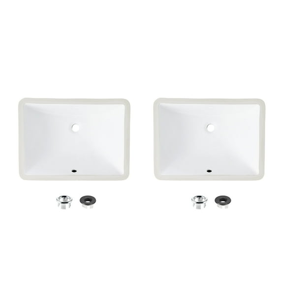 Stylish Undermount 18 ¼"Wx 13"D White Porcelain Rectangular Bathroom Sink Set of 2 P-201-2