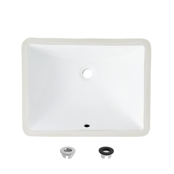 Stylish Undermount 18.25"L White Porcelain Rectangular Bathroom Sink P-201