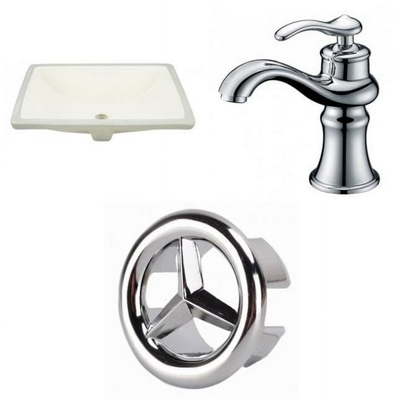 18.25 in. CUPC Rectangle Undermount Sink Set in Biscuit - Chrome Hardware