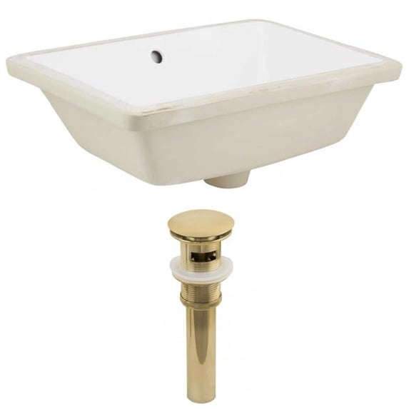 American Imaginations AI-24794 18.25 in. Rectangle Undermount Sink Set in White - Gold Hardware