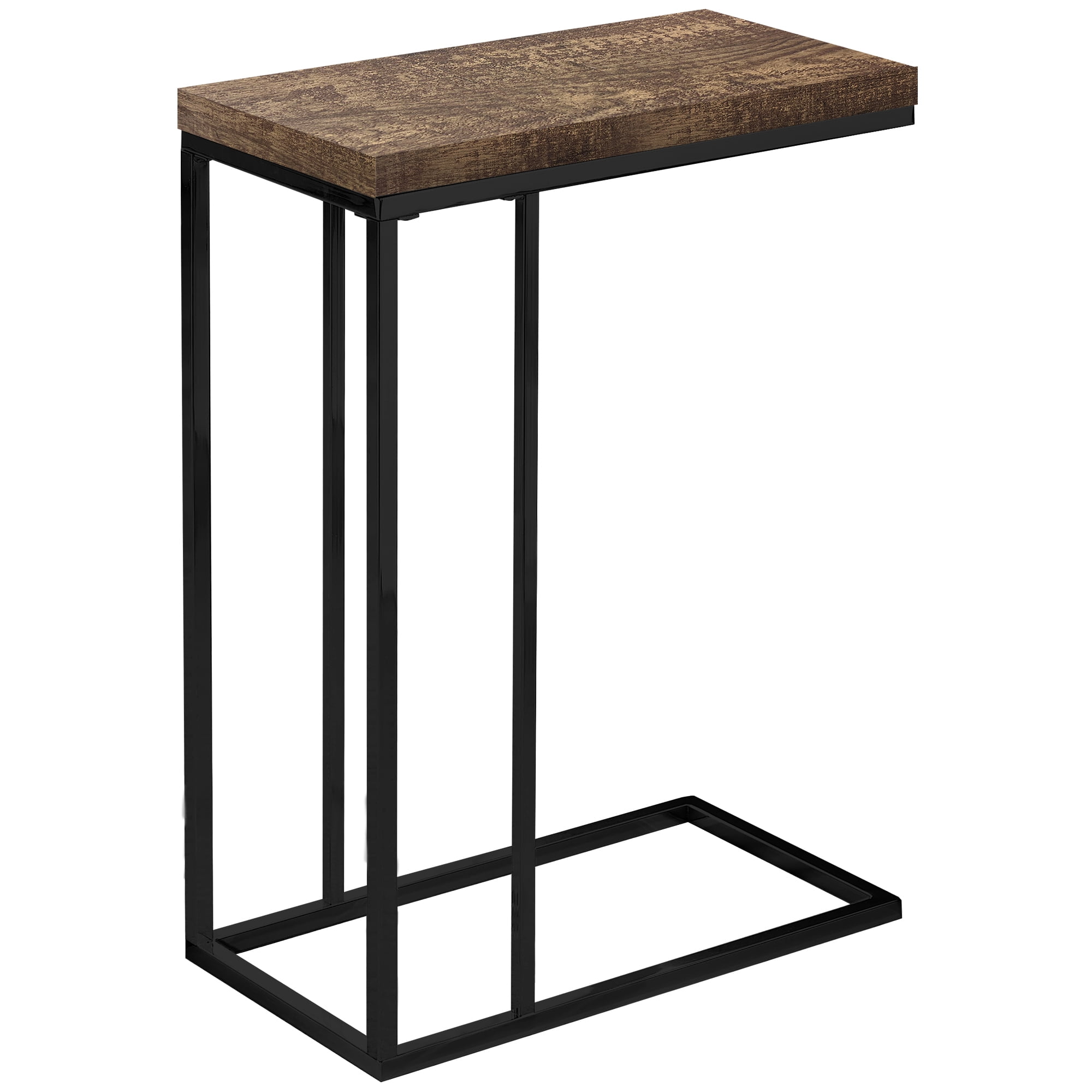 Modern Black Metal & Clear Glass Accent Table