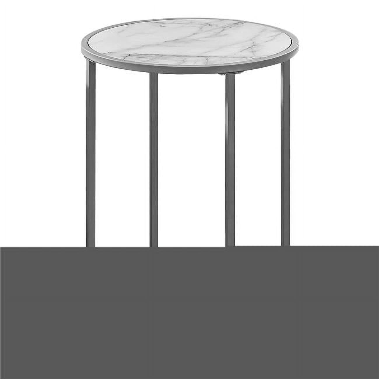 18.25 x 18.25 x 24 in. Accent Table White MarbleLook Silver Metal