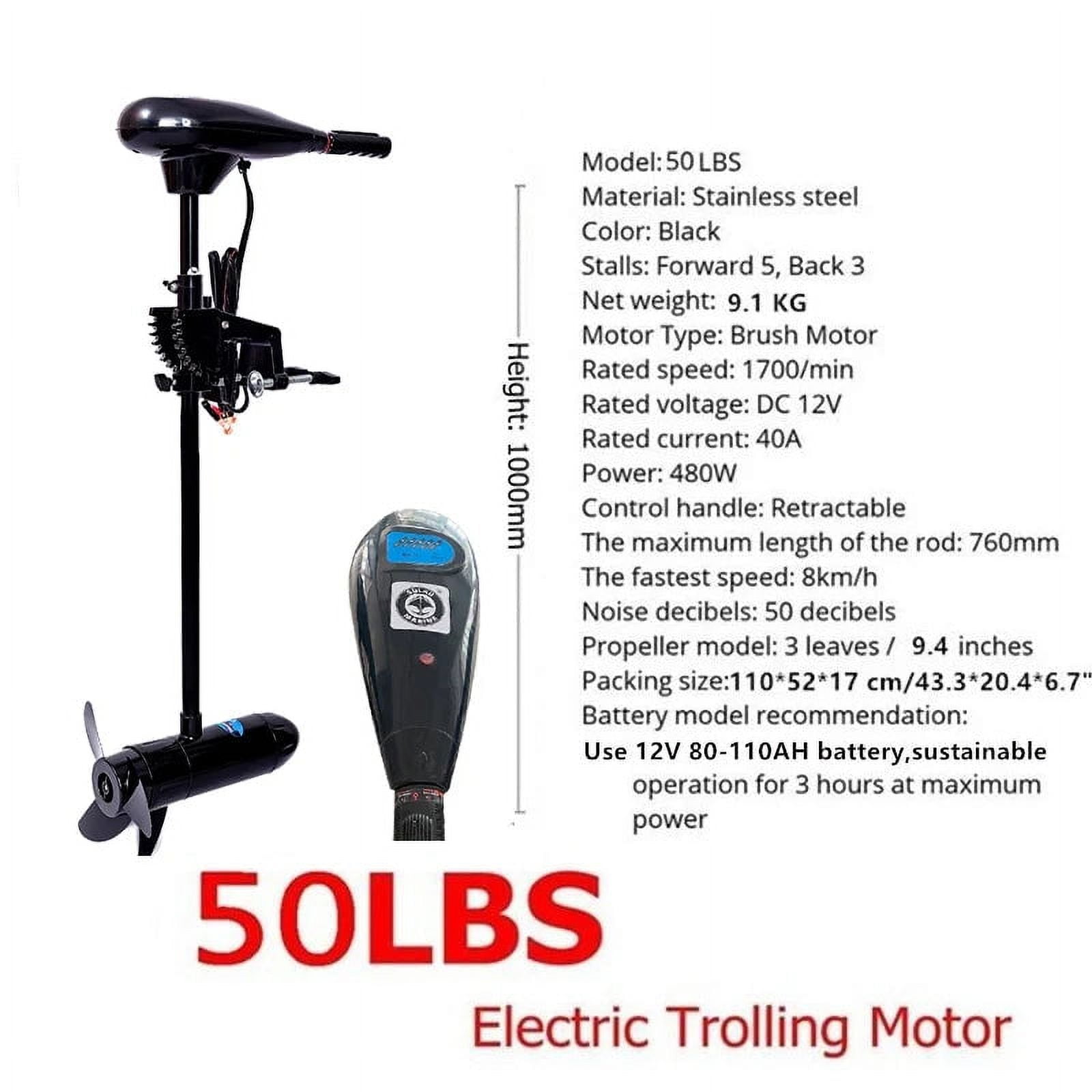 18/28/40/50/60 LBS 12V Electric Trolling Motor 260W Outboard Boat