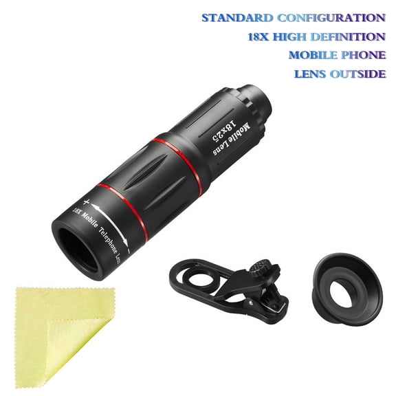 18/28X Mobile Phone Camera Lens Clip-On Zoom Phone Camera Telephoto Lens Optical Telescope Lens for Camping Hunting Sports