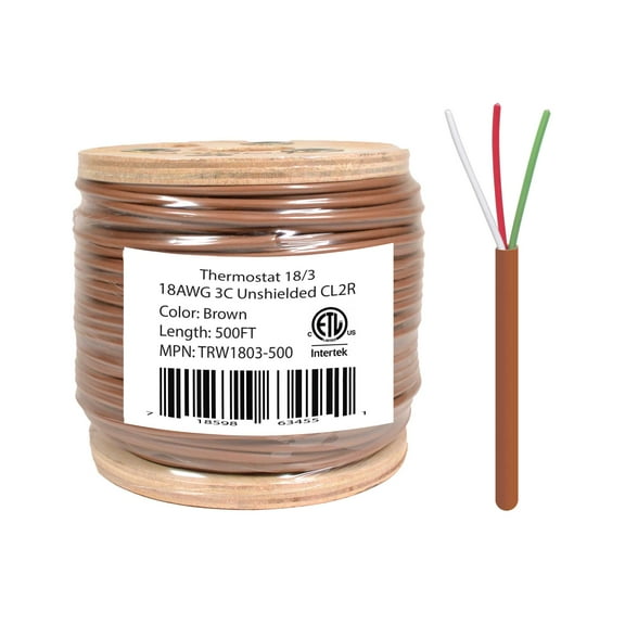 18/3 Thermostat Wire 18 Gauge Solid Copper CMR Heating HVAC AC Cable 500FT