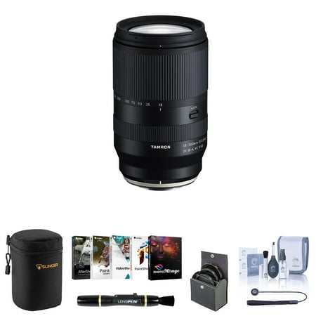 Tamron 18-300mm f/3.5-6.3 Di III-A VC VXD Lens for Fuji X Bundle with Corel PC Software Kit, 67mm Filter Kit, Lens Case, Lens Cleaner, Cleaning Kit, Universal Lens Cap Tether