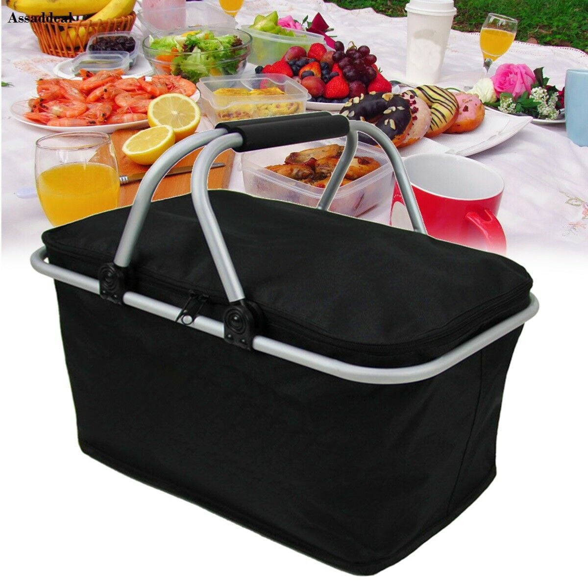 18" 30L Large Insulated Cooler Picnic Basket Bag Foldable with Strong