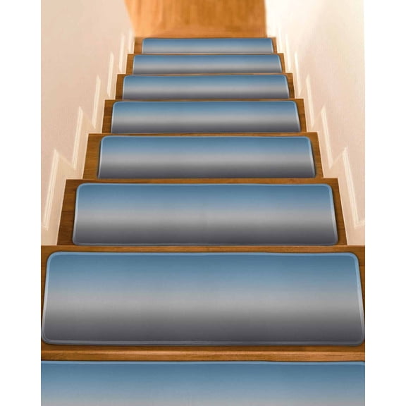 Stair Treads for Wooden Steps, Grey Ombre Peel and Stick Stair Treads with Adhesive, Navy Blue Gray Gradient Modern Abstract Art Non Slip Indoor Stairs Runner Rugs Mats for Elders Dogs 8"x30"4PCS