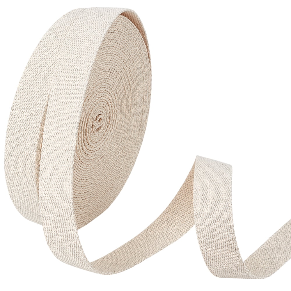 18.31 Yards Cotton Webbing Tape 1-1/8 Inch Wide Beige Heavy Twill Ribbon Herringbone Sewing Ribbon for DIY Craft Sewing Home