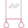thumbnail image 1 of 18" Pink Trapeze Swing Bar Rings 48" Heavy Duty Plastic Coated Chains Swing Set Accessories, 1 of 7