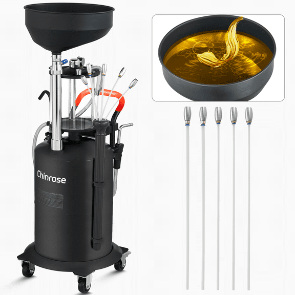 18.36 Gallon Tank Oil Extractor Pump,Fluid Extractor Height-adjust from 52.4"to 61.4",Oil Extractor with Measuring cup & Catch Pan & 4 Wheels,Oil Discharge Speed 3.5L/Min,1.5mm Heavy-duty Alloy Steel