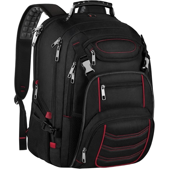 18.4 Laptop Backpack for Men, Gaming Laptops Backpack with USB Charger Port, TSA Friendly Big Capacity Heavy Duty Travel Computer Bag RFID Anti- Pocket Backbag,21.2*15.5*11.5inch Red