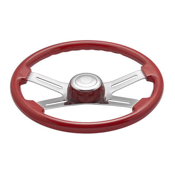 18" 4 Spoke Indigo Red Steering Wheel With Color Matching Horn Bezel