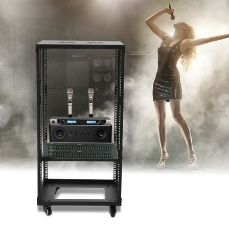 18.5" 18U Open Frame Server Rack with Wheels- Home Network Cabinet 70kg Black