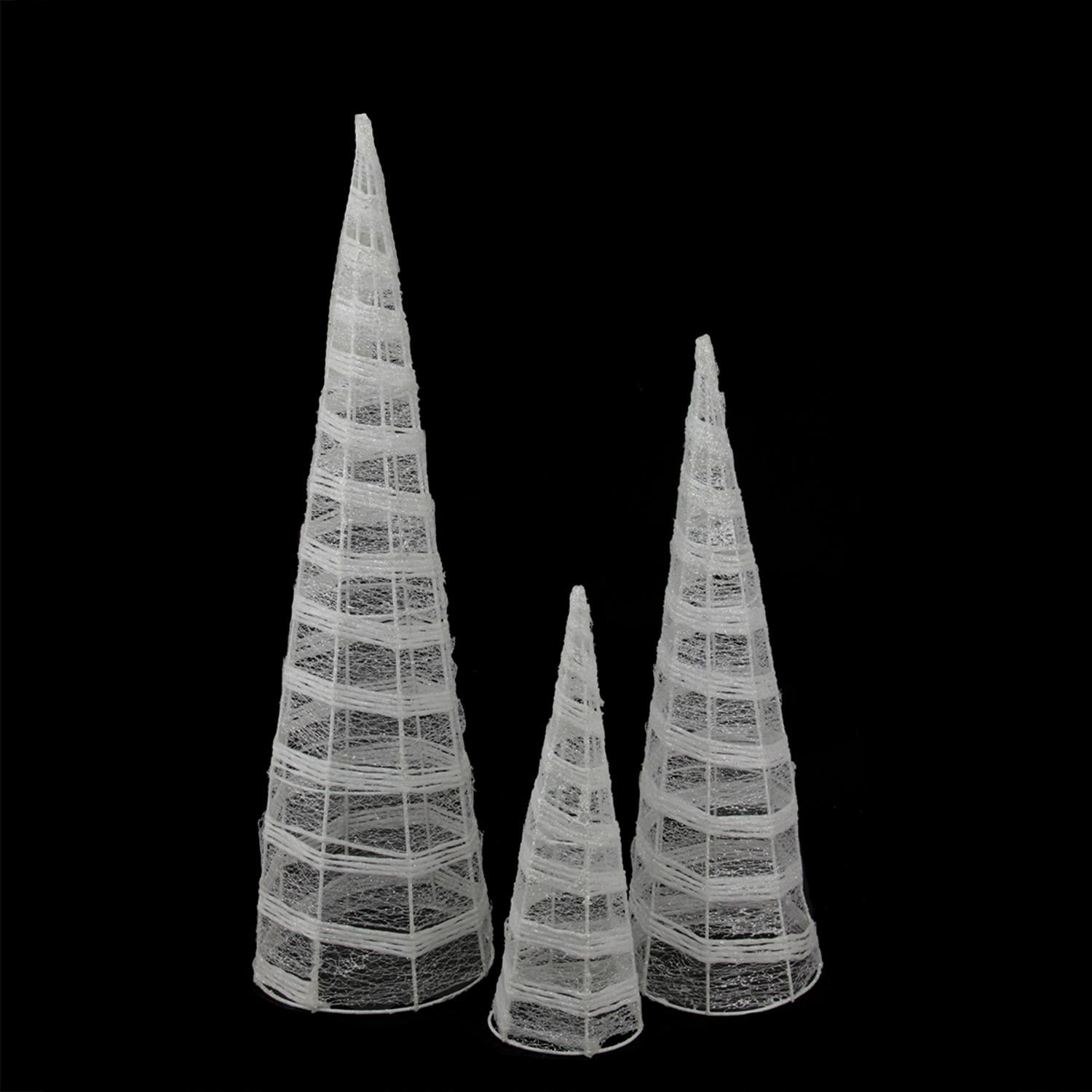 18.5" Battery Operated White And Silver Glittered Led Lighted Christmas Tree Table Top Decoration