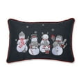 thumbnail image 1 of 18.5" Charcoal Gray Embroidered Christmas Frosty and Friends Rectangular Throw Pillow, 1 of 4
