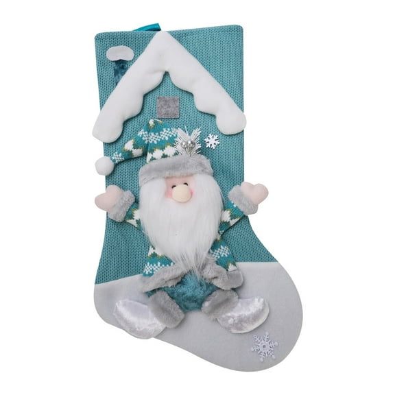 18.5" Christmas Stocking Classic Large Xmas Stockings Fireplace Hanging Stockings with Plush Cuff, Santa Snowman Reindeer Elf for Holiday Decor,Christmas Tree Decoration