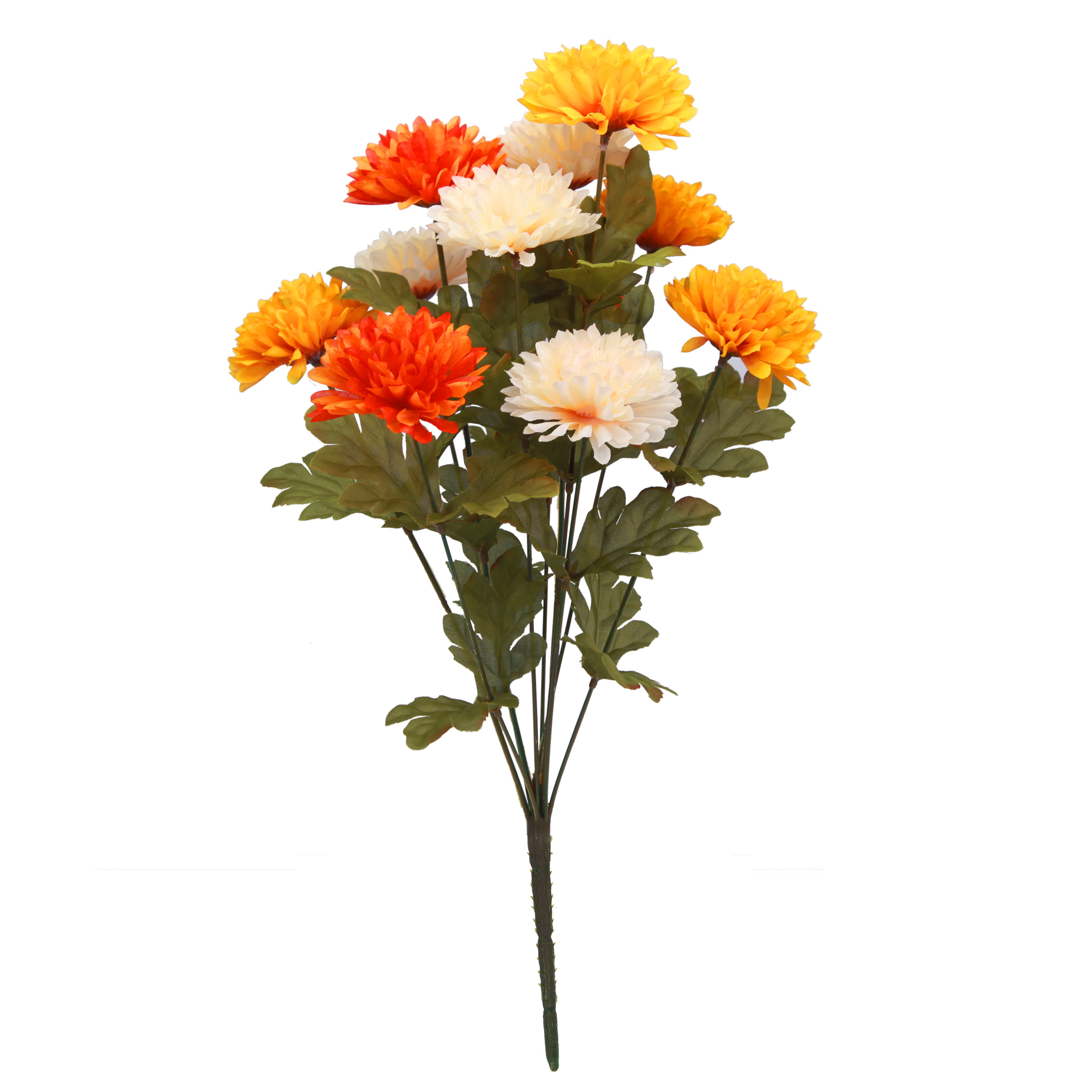 18.5" Cream & Orange Mum Bush by Ashland®Artificial Fall Flowers for