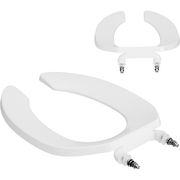 18.5" Elongated Open Front Toilet Seat - Heavy Duty Plastic, Easy Clean & Install, Perfect for Churches, Schools & Hospitals - Durable & Comfortable