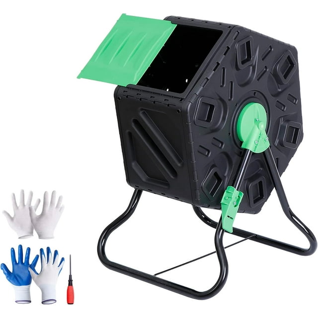 18.5 Gallon Compost Bin Small Composter Tumbler Rotating Chamber Garden