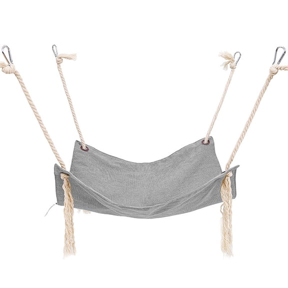 18.5" Hanging Cat Bed Hammock - Breathable Linen Pet Perch with Adjustable Straps & Metal Hooks, Cage-Mountable for Cats & Small Dogs, Washable Solid Colors