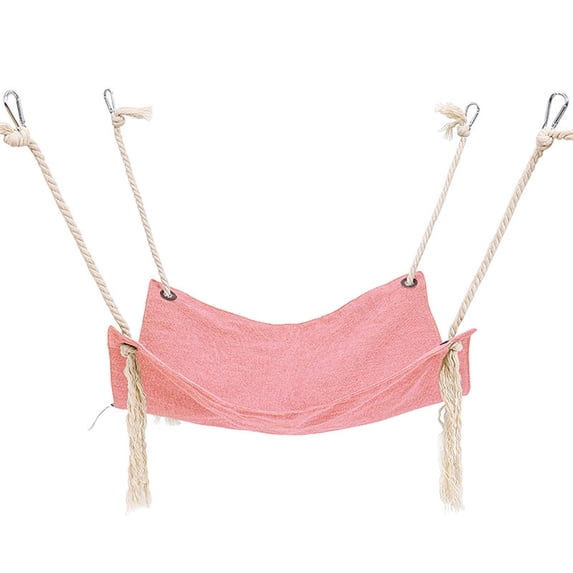 18.5" Hanging Cat Bed Hammock - Breathable Linen Pet Perch with Adjustable Straps & Metal Hooks, Cage-Mountable for Cats & Small Dogs, Washable Solid Colors