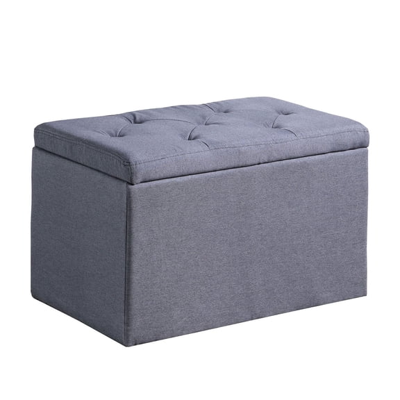 18.5" High Shoe Storage Bench, Gray - Stores 8 Pairs, 16 Purple Compartments, 29"x17"x18.5", Foam Made, 4 Dotted Footings, Single Hinged Lid Tall Textured Holds Pockets, Construction, Footing, Cover