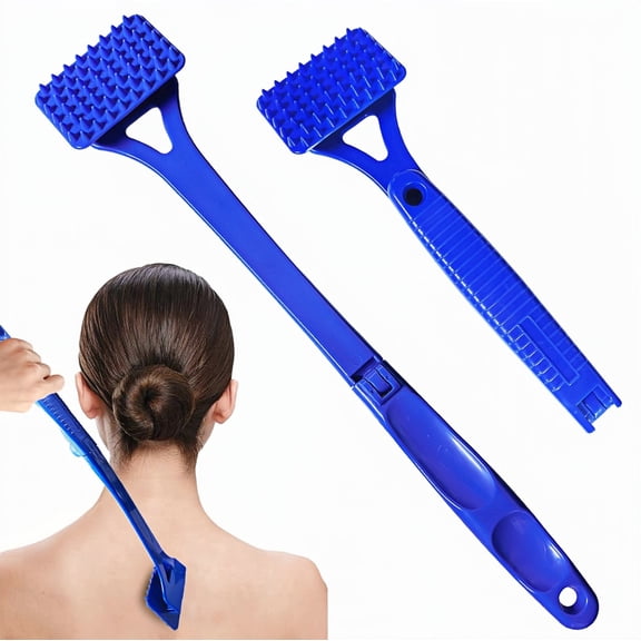 18.5-Inch Back Scratcher, Foldable Telescopic Back Scratcher for Adults, ABS Skin-Friendly Back Scratcher Long Handle for Men, Women, Seniors, The Best Gift for Parents and Loved Ones (E-blue)