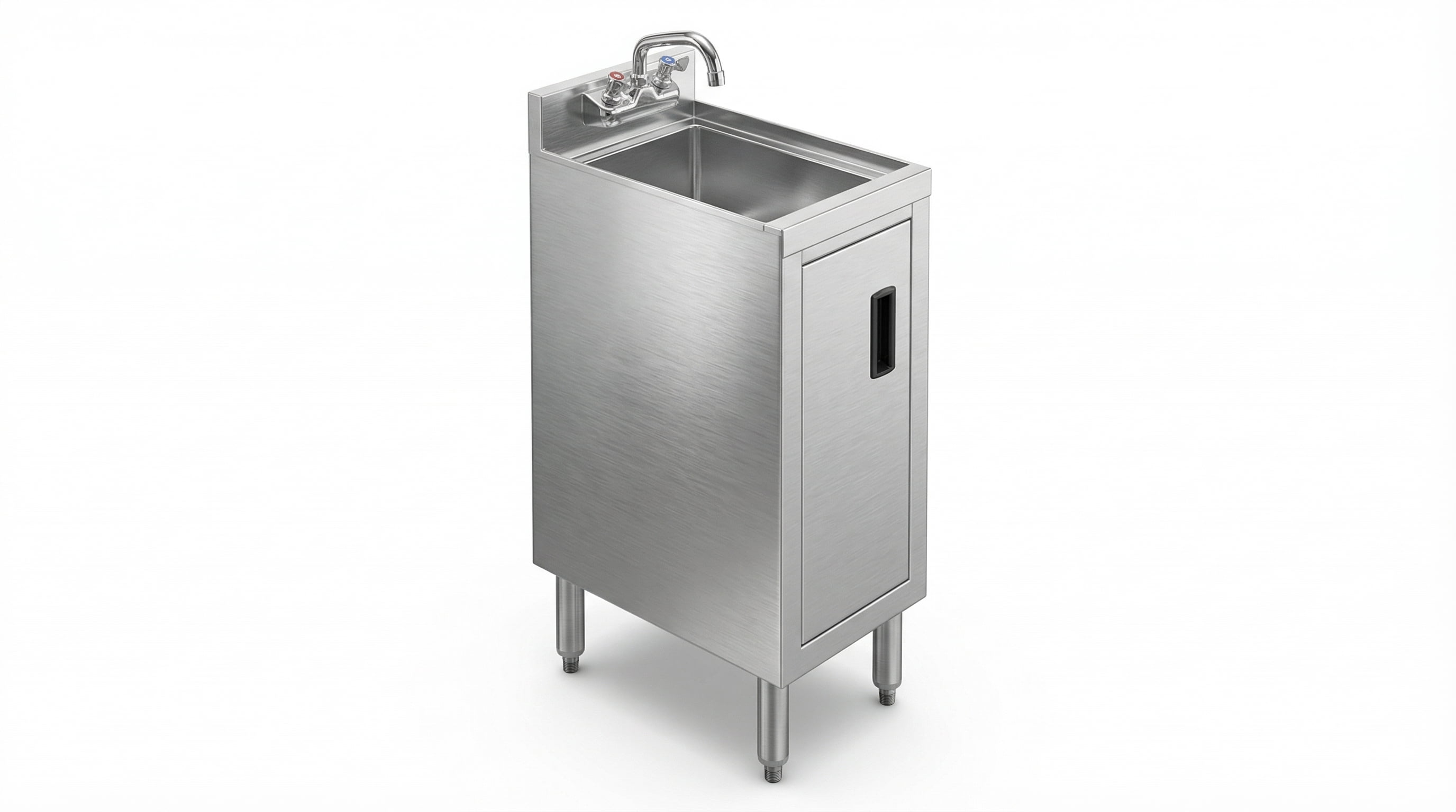 18.5 Inch Underbar Hand Sink with Cabinet, 18 1/2 in. x 12 in. x 30 in. Stainless Steel Bar Sink with Faucet, Compact Commercial Hand Wash Sink with Door, Single Bowl Prep Sink, NSF