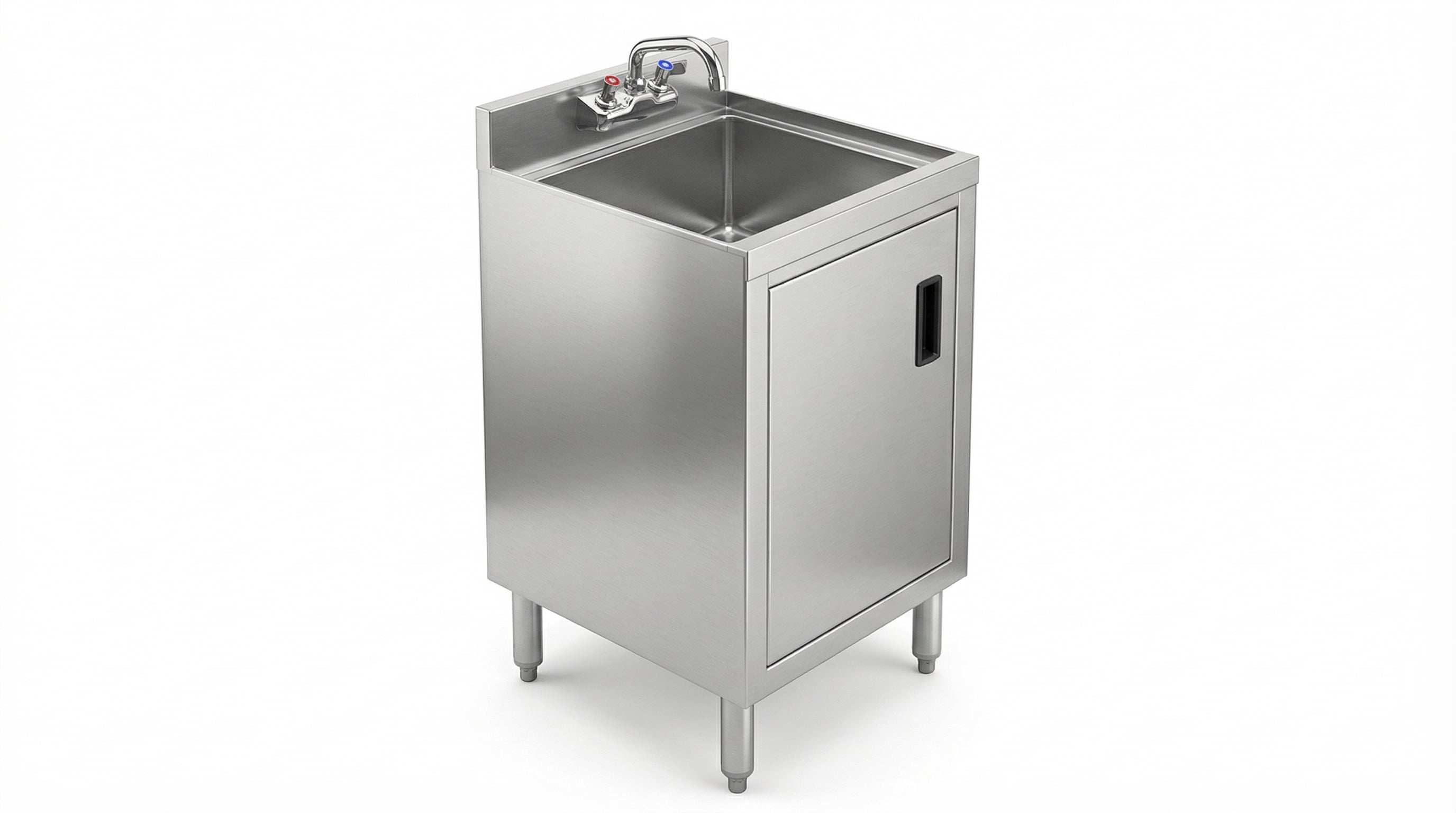 18.5 Inch Underbar Hand Sink with Cabinet, 18 1/2 in. x 18 in. x 30 in. Stainless Steel Bar Sink with Faucet, Compact Commercial Hand Wash Sink with Door, Single Bowl Prep Sink, NSF