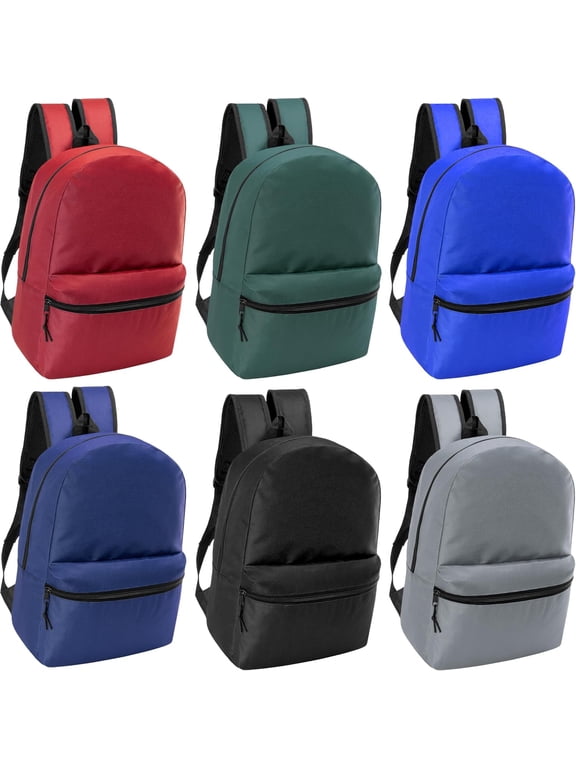 18.5" Kids Basic Wholesale Backpack in 6 Colors - Bulk Case of 24