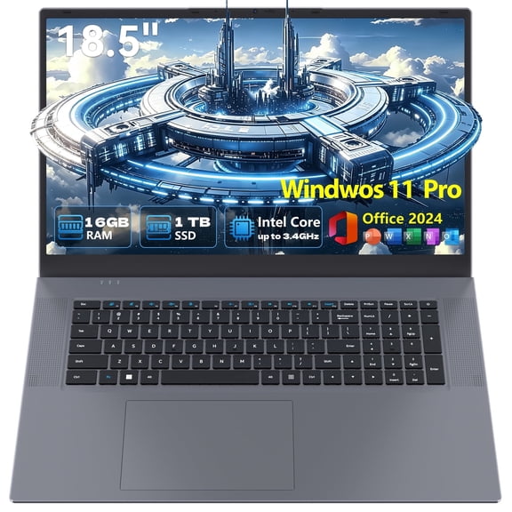 18.5 " Laptop 16GB RAM 1TB SSD,Windows 11 Pro Notebook Computer,MS Office 2024,Intel Core i3 Processor (up to 3.4 GHz),QHD Display