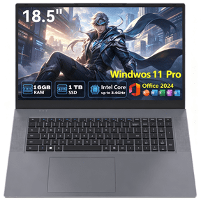 18.5 " Laptop 16GB RAM 1TB SSD,Windows 11 Pro Notebook Computer,MS Office 2024,Intel Core i3 Processor (up to 3.4 GHz),QHD Display