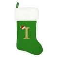 thumbnail image 1 of 18.5" Letter Embroidered Christmas Stocking Pendant, Green Velvet with White Super Soft Plush Cuff Embroidered Xmas Stockings Classic Personalized Stocking Decorations for Family Holiday Season Decor, 1 of 9