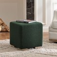 thumbnail image 1 of 18.5" Wide Modern Square Boucle Upholstered Ottoman with Solid Wood Legs, Multi-Functional Sofa Footrest, Side Table, Extra Seating for Living Room, Bedroom, Fully Assembled (Green), 1 of 13