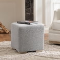 thumbnail image 1 of 18.5" Wide Modern Square Boucle Upholstered Ottoman with Solid Wood Legs, Multi-Functional Sofa Footrest, Side Table, Extra Seating for Living Room, Bedroom, Fully Assembled (Gray), 1 of 14
