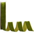 thumbnail image 1 of 18.5 Yards × 1 Inch Christmas Single Side Velvet Ribbon Green Velvet Ribbon Satin Ribbon Roll for Wedding Gift Wrapping Hair Bows Flower Arranging Home Decorating (Olive), 1 of 9