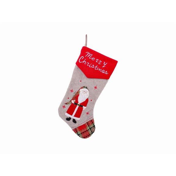 18.5-inch Personalized Christmas Stocking - Snowman Design - Embroidered Name, Traditional Red and Green, Family Holiday Decoration