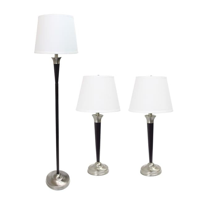 18.5 x 15.25 x 17.75 in. Lalia Home Perennial Modern Sonoma Metal Lamp Set, Malbec Black & Brushed Nickel - 3 Piece