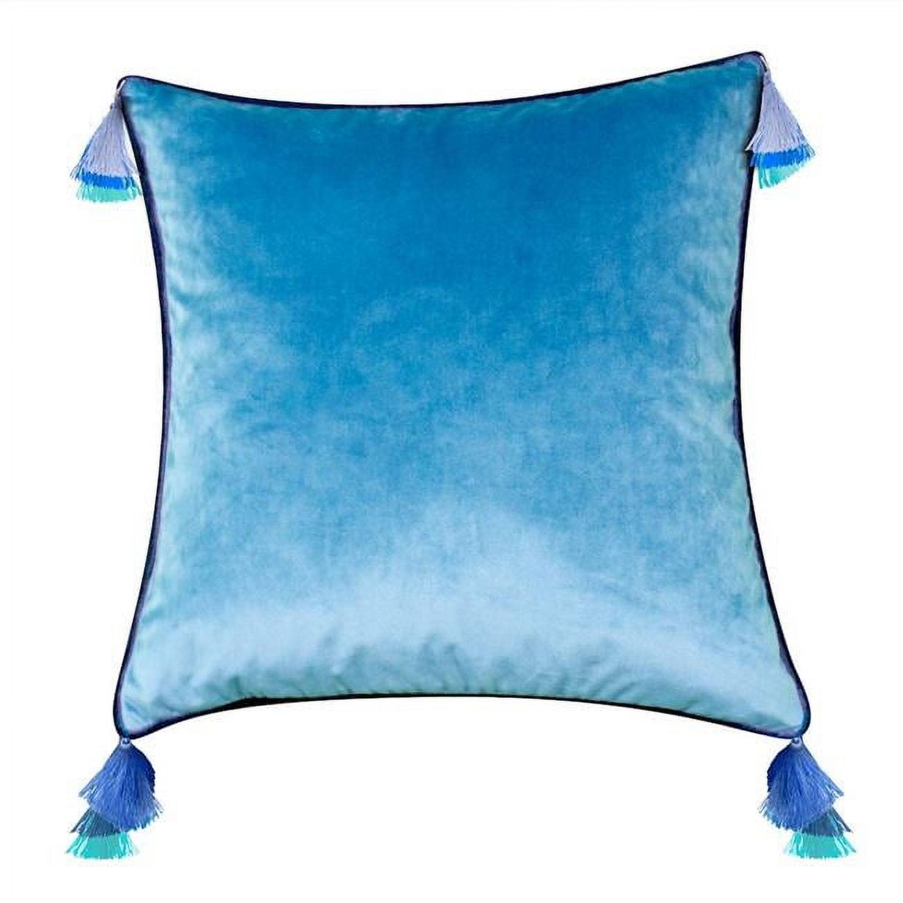 Teal Velvet Reversible Tassel Decorative Pillow 18.5"